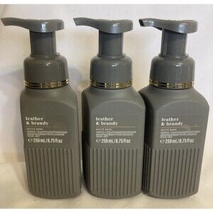 Bath & Body Works LEATHER & BRANDY Gentle & Clean Foaming Hand Soap 8.75 oz x 3